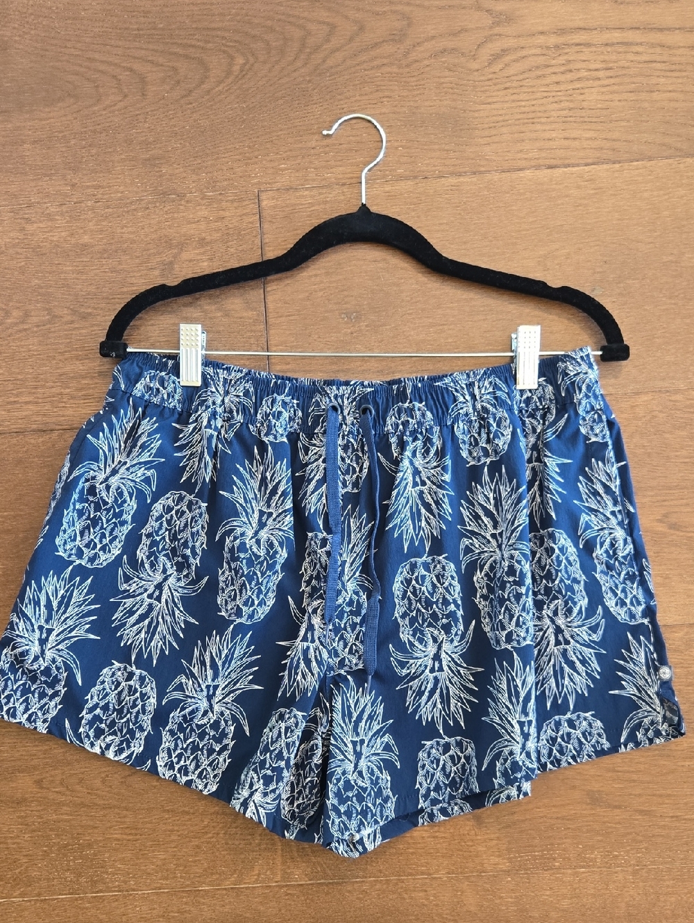 Lauren James Navy Pineapple Drawstring Athletic Shorts